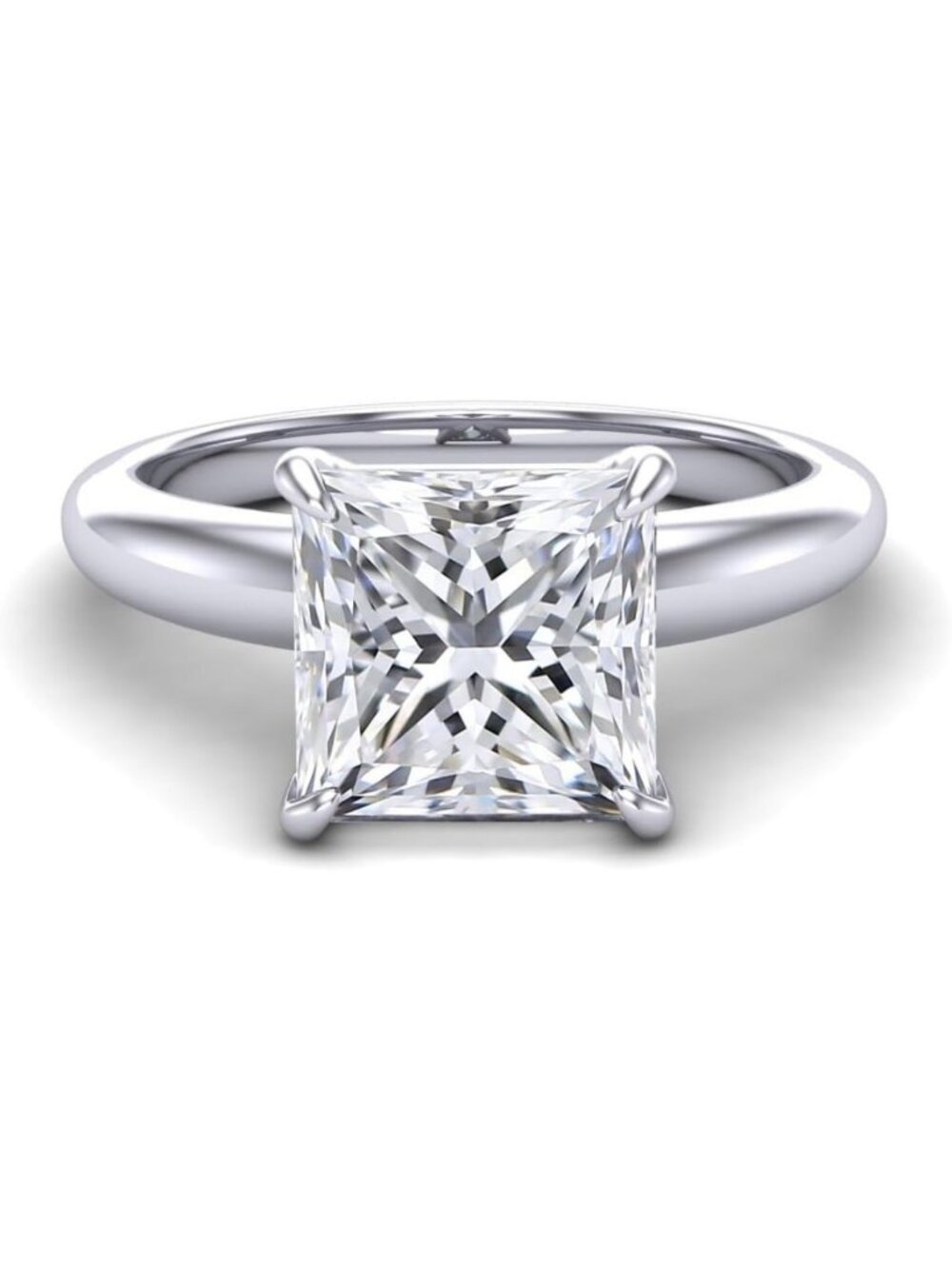 Stunning Simulated Diamond Solitaire Engagement Ring in Sterling Silver, Size 7